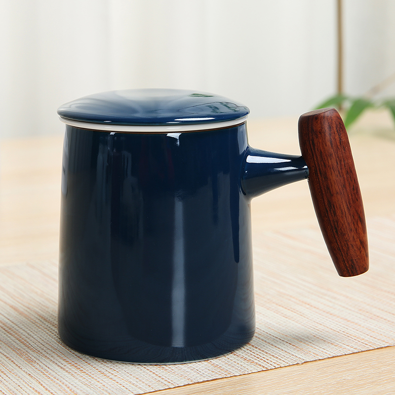 Ceramic keller with cover creative large capacity filter glass keller office coffee cup home mercifully flower tea cups