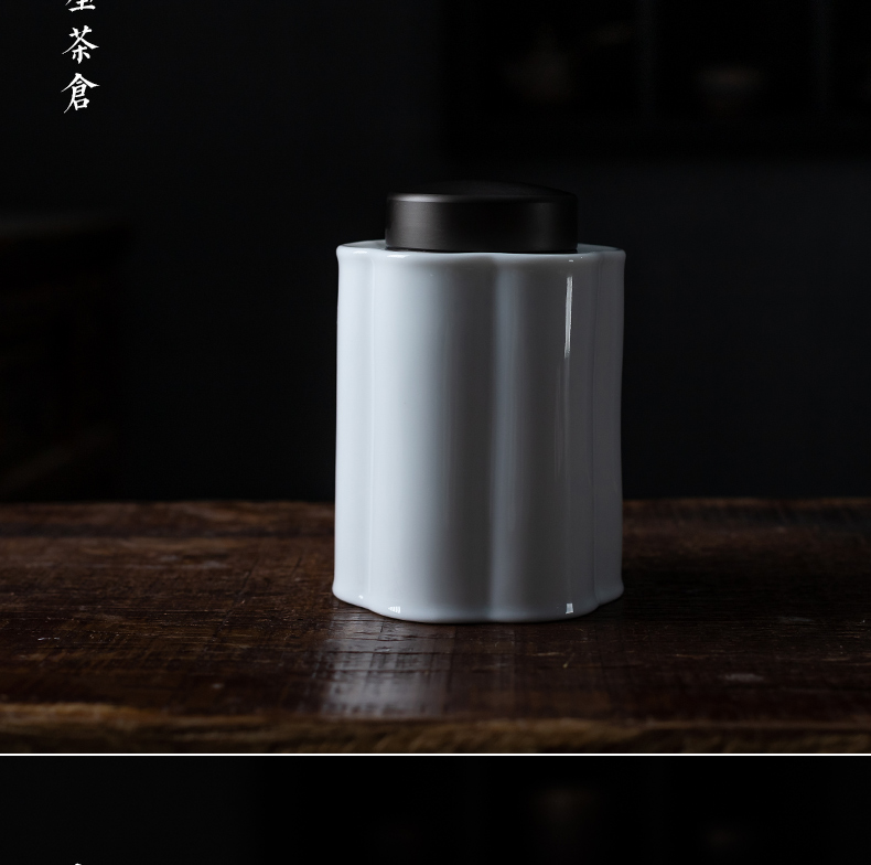 Tin lid ceramic tea pot sweet white jade seal pot is contracted to save tea storehouse POTS series white porcelain in the household