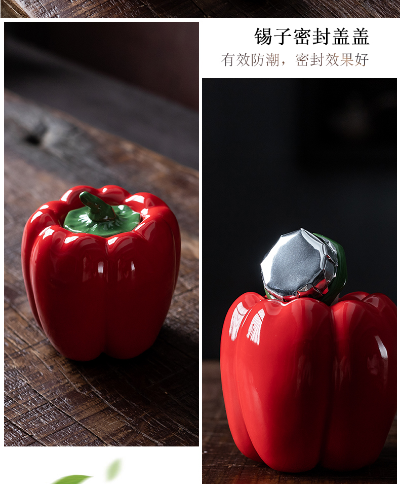 Creative persimmon peach caddy fixings portable simulation seal POTS of tea storage warehouse household ceramics mini fruit furnishing articles