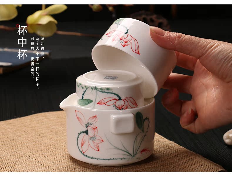 Dragon invertors authentic hand - drawn 1 travel pot 2 cups of kung fu tea set heat resistant ceramic teapot teacup crack cup in the afternoon