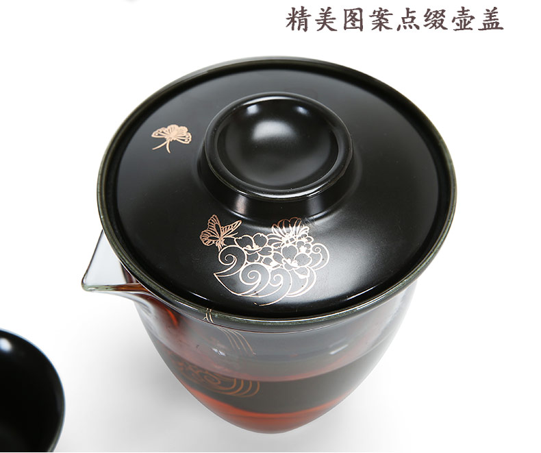 Dragon invertors portable travel kung fu tea set ceramic glass cup to crack a pot of two glass teapot Japanese tea set