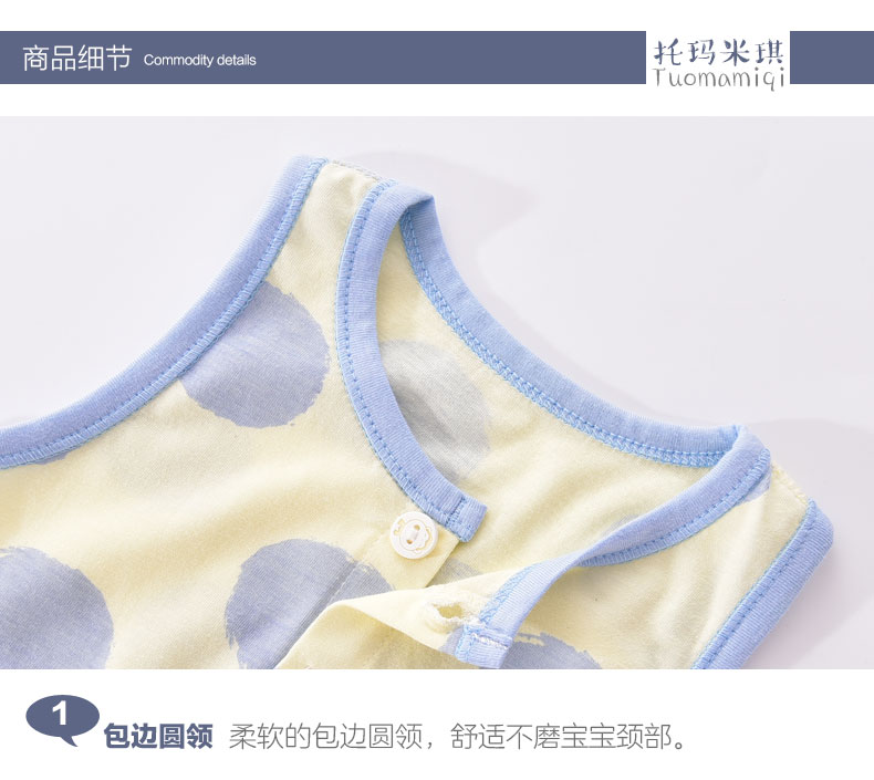 Bé sơ sinh Quần Áo Mùa Hè Trai và Bé Gái Yếm Trong Onesies Harnesses Cotton Mỏng Không Tay Leo