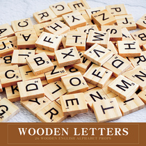 26 wooden English letters nail art photo creative props ornaments shooting cosmetics shooting props home decoration Net red photography props ornaments ornaments