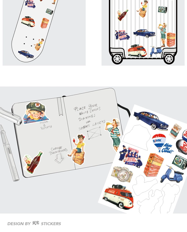 Retro Vintage Coca Cola Vali Sticker Máy tính xách tay không thấm nước Ván trượt Hộp hành lý Sticker 43 - Phụ kiện máy tính xách tay