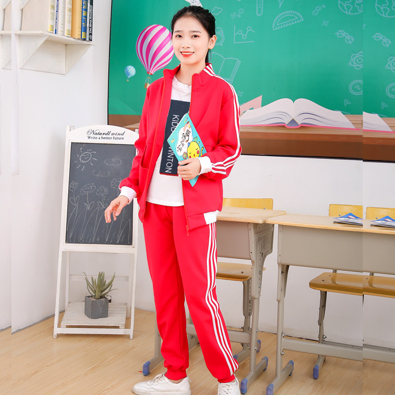 Primary school uniform set Spring and autumn and summer children's red baseball uniform Sports class uniform Kindergarten garden uniform two-piece set