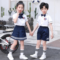 Kindergarten Garden Suit Summer Clothing Inglém Wind Children Banfu Suit Summer Short Sleeve Sports Elementary School Uniforms Graduation Suit