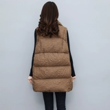 Приталенный длинный пуховик с пухом, жилет, демисезонная стеганая куртка, средней длины