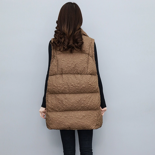 Приталенный длинный пуховик с пухом, жилет, демисезонная стеганая куртка, средней длины