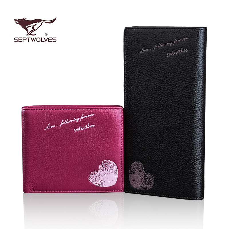 Septwolves Genuine Long Leather Wallet, Genuine Leather Couple Wallet, Top Layer Leather Men's and Women's Long and Short Wallet, Card Holder