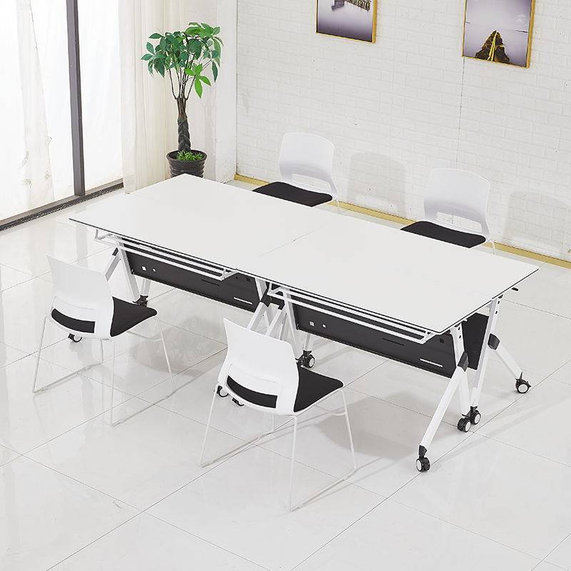 Folding training table conference table long strip can be spelled out with a wheeled desk education tutoring class institutional table and chair combination