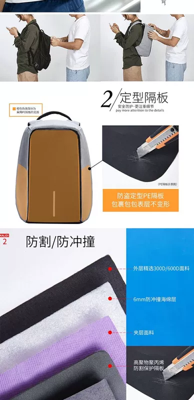 Montmartre sạc ba lô chống trộm 15 inch nam và nữ 14 túi xách laptop kinh doanh ba lô 15,6 / 17 inch - Phụ kiện máy tính xách tay