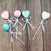 Shining Sequin Plug-in Ribbon Ball Love Flags Birthday Party Bake Cake Decorating Insert Pearl Trim