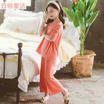 Girls Summer Pajamas Baby Short Sleeve Little Girl Princess Air Conditioning Home Clothes Children Thin Modal Set