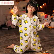 Childrens winter flannel congled pajamas girls kick coral velvet plus thickness princess babys home clothes