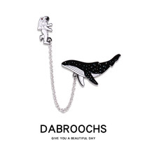 Astronaut whale brooch Female cute Japanese badge Cartoon decorative pin ins tide personality school bag bag accessories