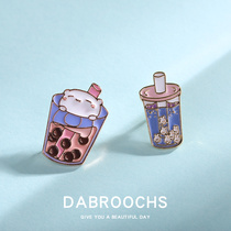 Japanese cartoon milk tea cup drop oil brooch cute badge Student clothes collar pin pin bag accessories Men and women
