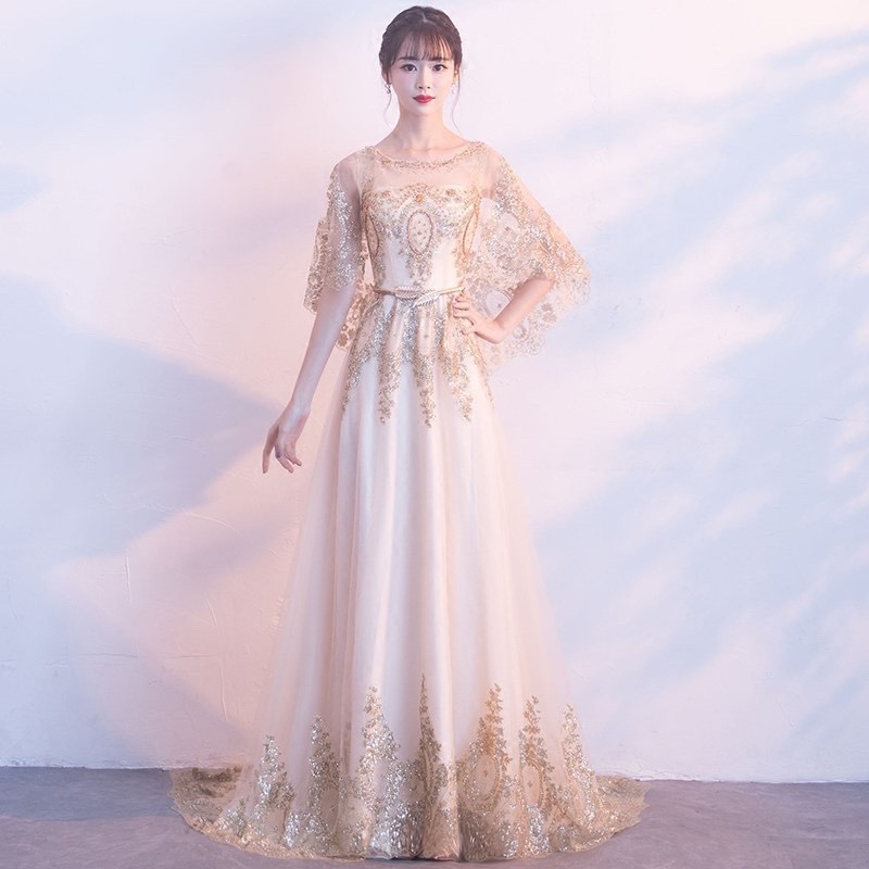 Vocal Performance Dress for Women, Light-Colored Solo Performance Gown, Long Dress for Concert, Student Art Exam, Slimming and Elegant Vocal Performance Dress for Women, Light-Colored Solo Performance Gown, Long Dress for Concert, Student Art Exam, Slimming and Elegant