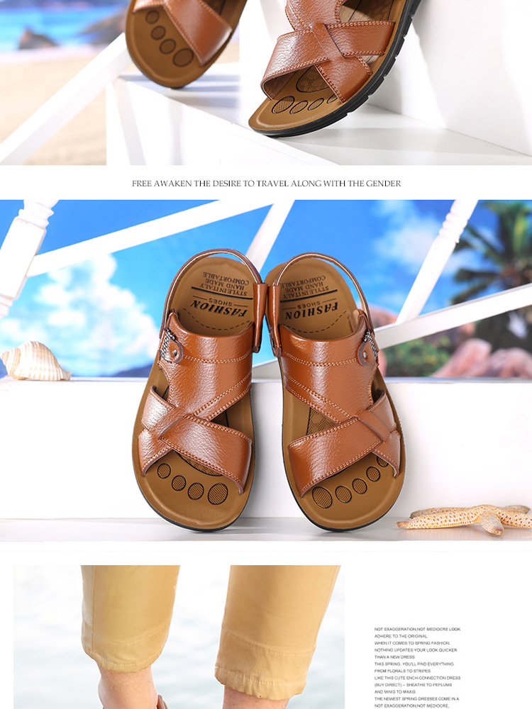 Giày nam mùa hè sandal da đế xuồng nam thoáng khí giay the thao nam