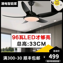 Simple Nordic fan lamp ceiling fan lamp black modern simple low floor LED with electric fan chandelier Big Wind