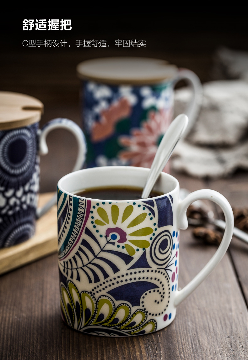 Brand preference Nordic contracted mugs ceramic creative ins cups with cover a glass box couples