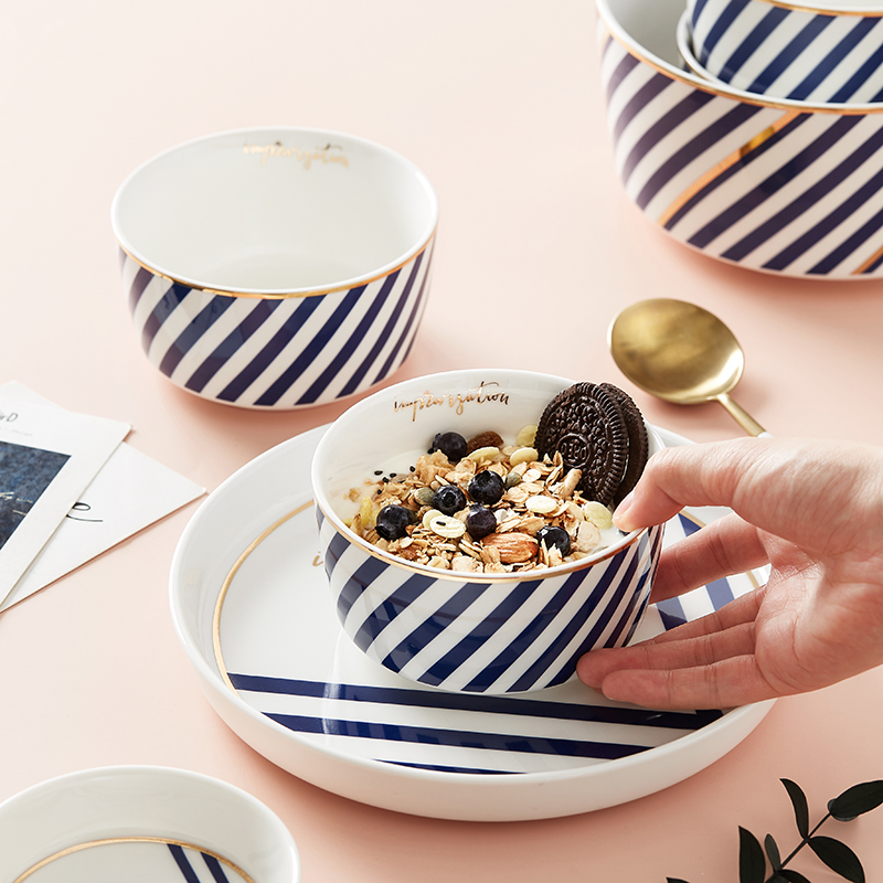 Northern dishes suit household web celebrity ins tableware dishes creative ceramic bowl eat bowl set bowl chopsticks combination