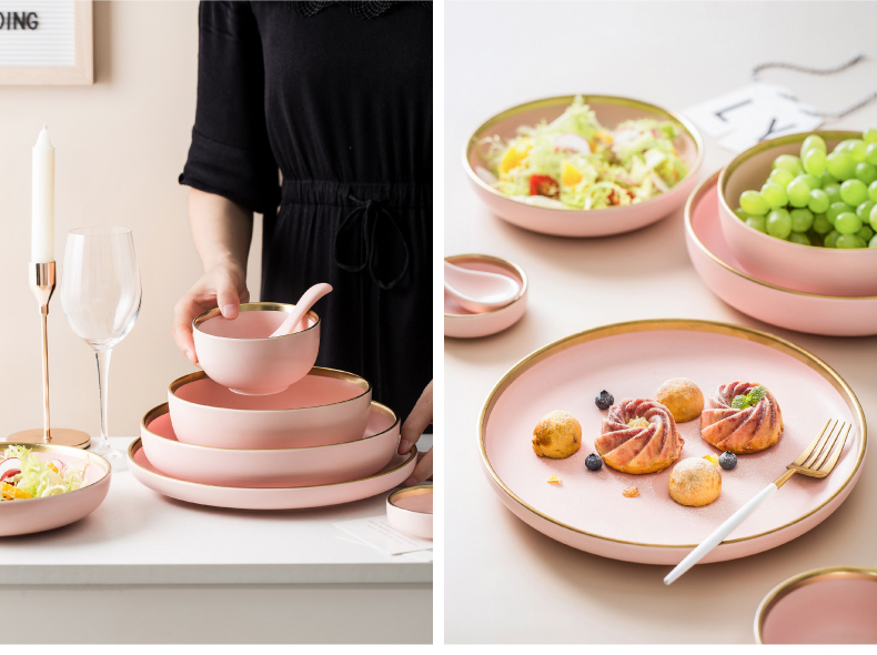 Nordic web celebrity ins dishes suit up phnom penh girl heart ceramic bowl chopsticks dishes (people with combination of tableware