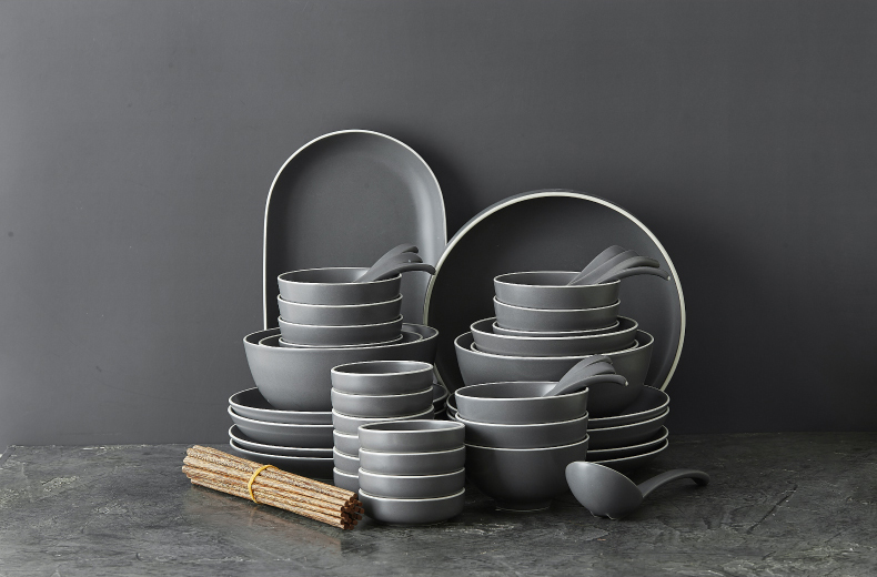 Northern dishes suit 56 head plate ten bowl contracted household ceramic bowl dish combination move Japanese - style tableware suit