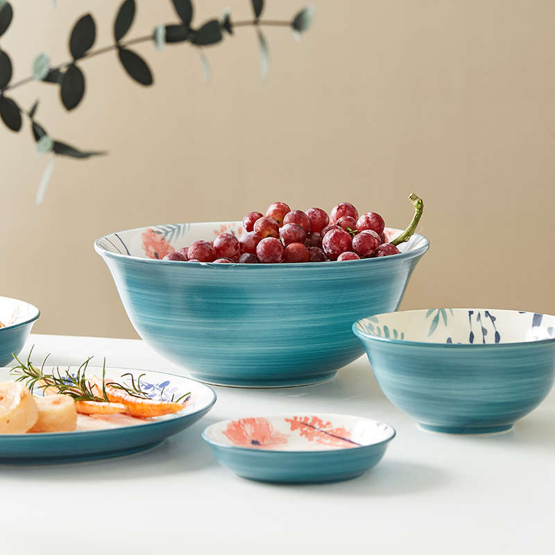 Japanese household hand - made ceramic tableware for a single job in the salad bowl of creative move set bowl plate combination