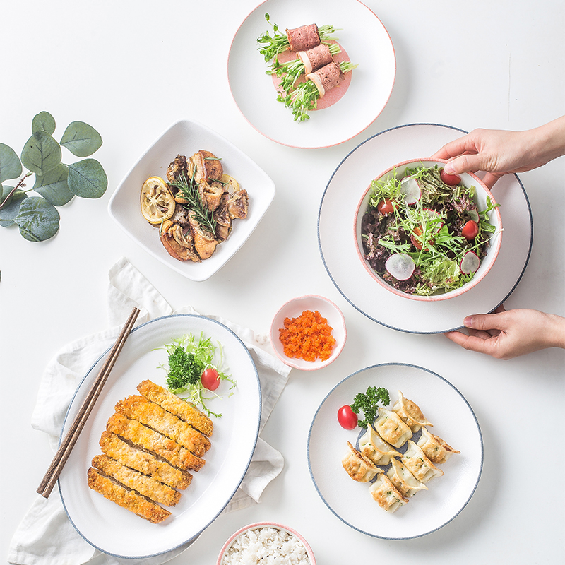 Use of household ceramics tableware dishes suit vintage Japanese job ideas by by 2/4/6 dishes combination of eating the food