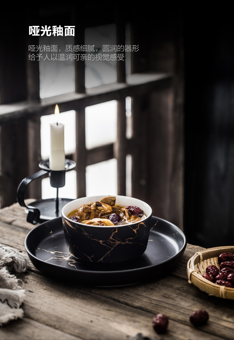 Ins Nordic Jin Wen, marble, ceramic tableware plate household vegetable dish dish individuality creative beefsteak