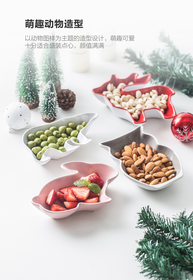 Christmas ceramic animal cartoon dish dish children dish breakfast tray was home plate western - style food dish irregular fruit bowl