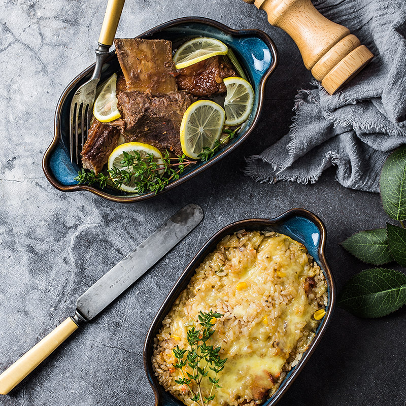 INS Japanese cheese baked FanPan web celebrity stars pan creative dinner plate ceramic bowl oven tray of my ears