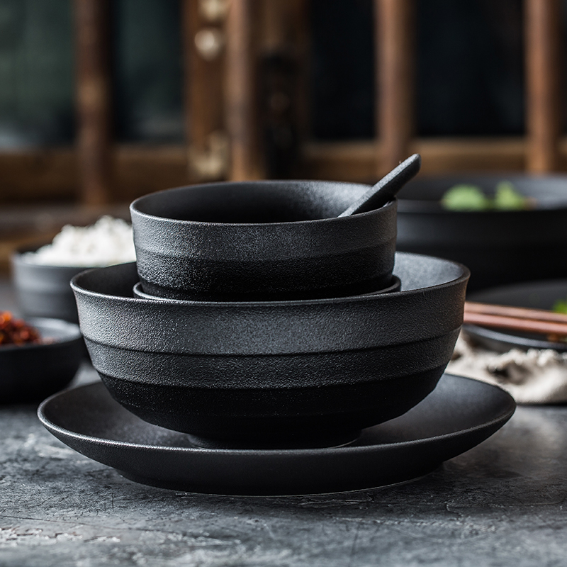 Ins Japanese creative ceramic bowl dish food dish plate restoring ancient ways plate dishes suit dishes household use