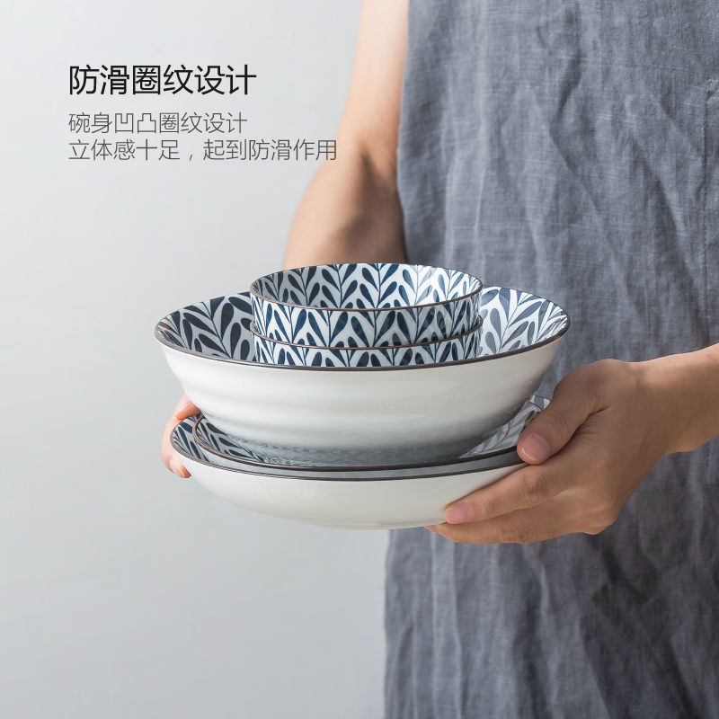 Japanese dishes suit contracted dishes home eat rice bowl ceramic tableware chopsticks (composite plates