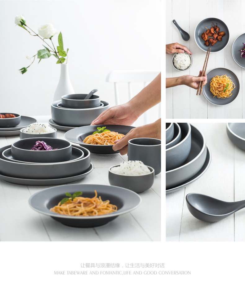 Bộ đồ ăn INS Bắc Âu sáng tạo đơn giản bát đĩa Món ăn phương Tây món ăn gia đình đặt nhà hàng mẫu tùy chỉnh LOGO khay đựng thức ăn