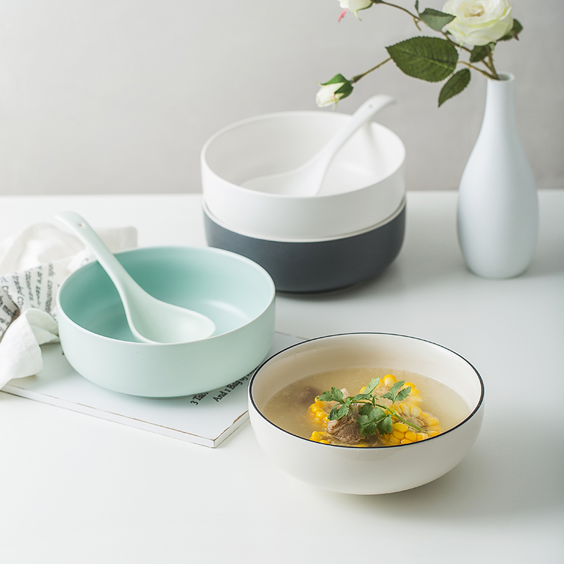 ? Ins Nordic ceramic large soup bowl household mercifully rainbow such always pull rainbow such always eat rainbow such use creativity tableware bowls rainbow such use