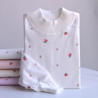 100% pure cotton autumn clothes for women single tops for mid-high collar thin thermal underwear vintage thread cotton sweater