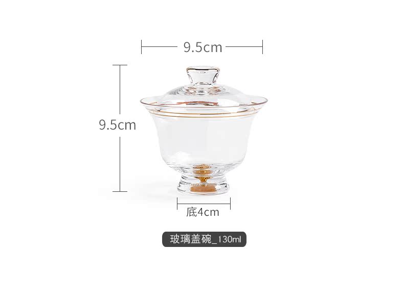 Qiu time household glass transparent kung fu tea tureen Chinese worship bowl tea bowl of large - sized more heat