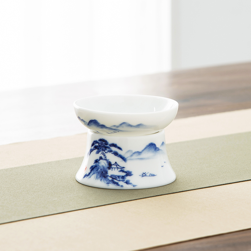 Qiu time ceramic kunfu tea filters white porcelain hand - made scenery) tea - leaf filter tea accessories