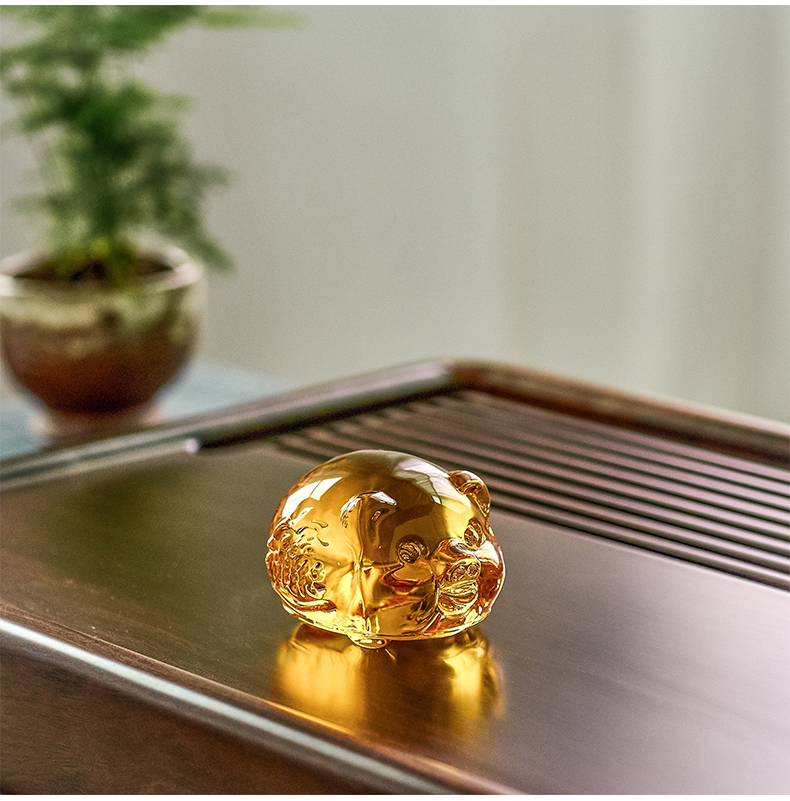 The high time kung fu tea tea accessories tea tray tea pet creative furnishing articles furnishing articles coloured glaze yellow pig