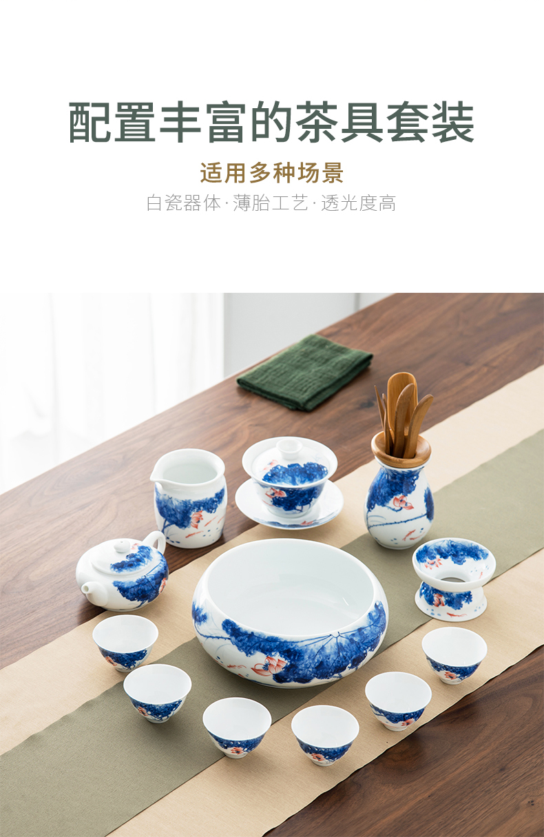 The high time Chinese kung fu tea set ceramic cups white porcelain lotus office lid bowl of tea