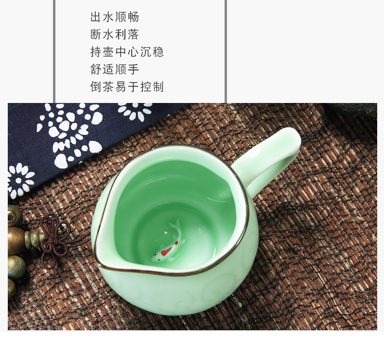 Long Tuyền Celadon Kung Fu Bộ trà Bộ bát Chén trà Hộ gia đình Chén gốm Ba chén nhỏ Chén nhỏ bộ ấm trà đẹp giá rẻ