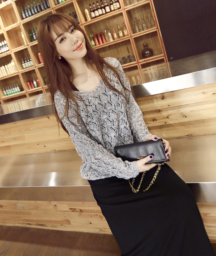 Mùa xuân và hè 2018 mới của phụ nữ áo len rỗng đặt áo len tay áo sơ mi sling hai dây váy áo khoác cardigan