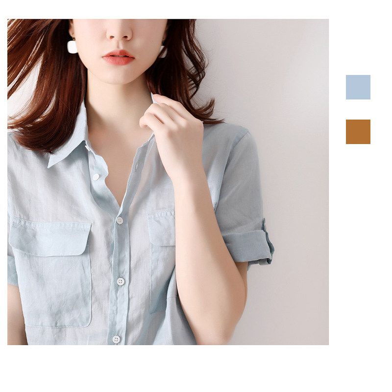 Day series women's clothing Summer new 100 lap cool and comfortable and breathable 100 Number of count Twist Sleeves Tooling Shirts