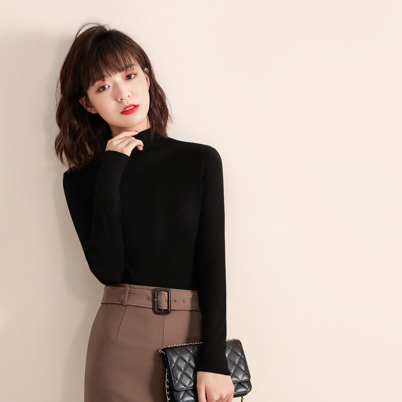 Day Ensemble Women's Fall New Temperament Semi-High Collar Minimalist About 100 Hitch High Play Soft Long Sleeves Hooded Sweatshirt