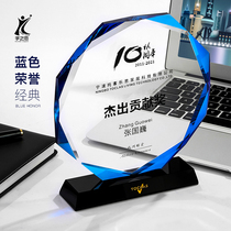 Annual meeting creative blue crystal team trophy medals custom-made Honor License agent franchise card
