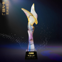 Eagle glass trophy custom creative crystal trophy lettering production Elite champion annual meeting awards