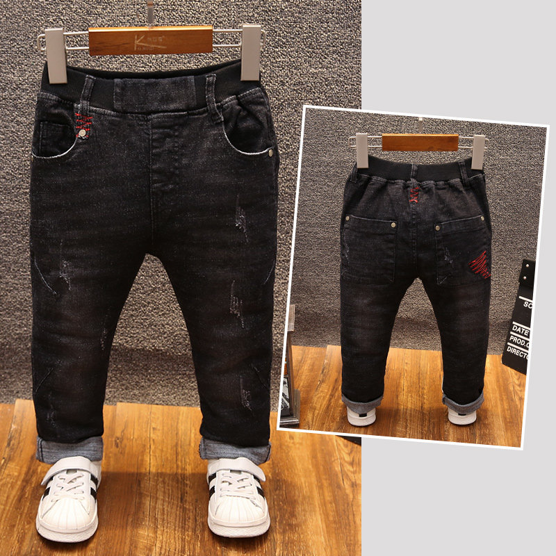 Boy jeans Korean version CUHK Boy 2022 Autumn Winter New Boy Pure Color Smoke Pipe Pants Baby Children Long Pants Tide