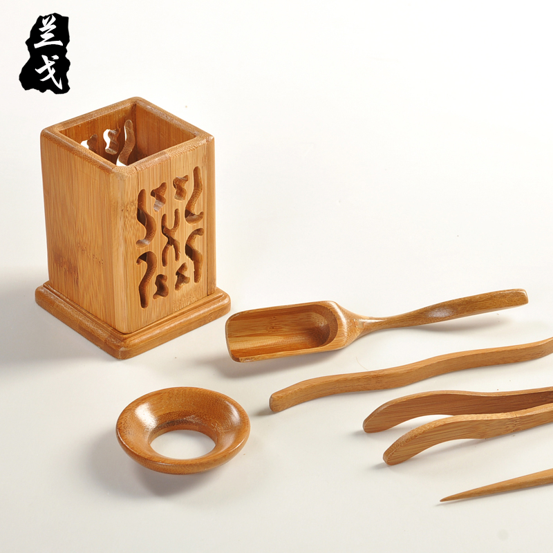 Having bamboo tea six gentleman ChaZhen tea spoon ChaGa hollow out tea tea tea set spare parts 6 gentleman
