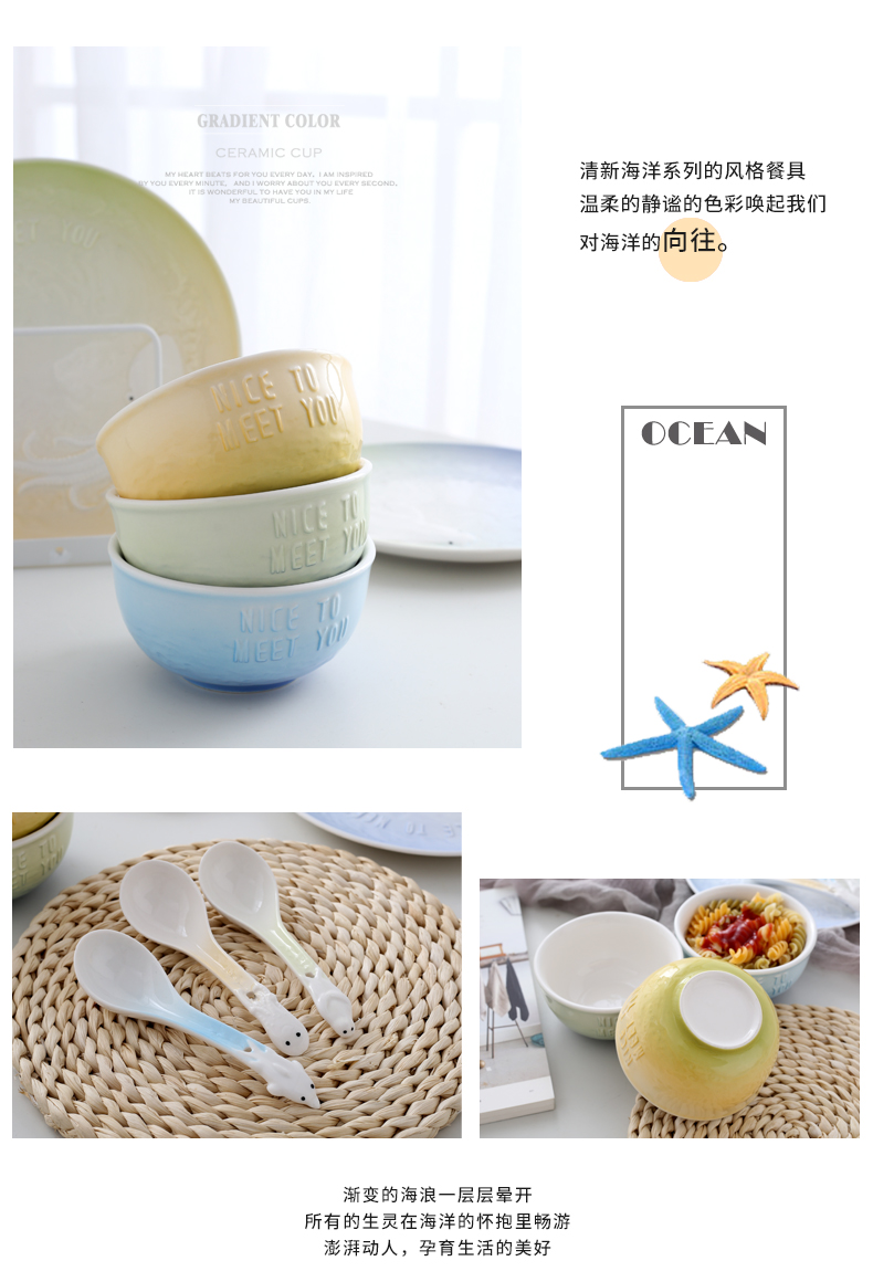 Japanese ceramics tableware mercifully rainbow such as bowl, lovely take over rice soup bowl large home dishes chopsticks sets a single student